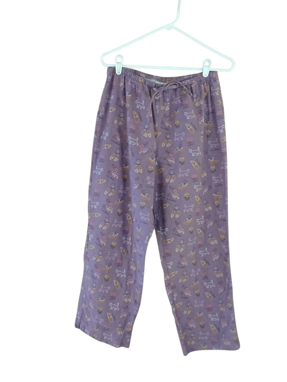 L.L. Bean Mauve Cat Theme Flannel Pajama Pants Medium